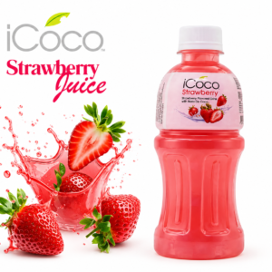 ICOCO Nápoj s příchutí jahody a kostkami nata de coco 350 ml